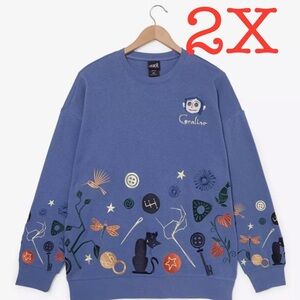 2X Coraline Icons Embroidered Crewneck
